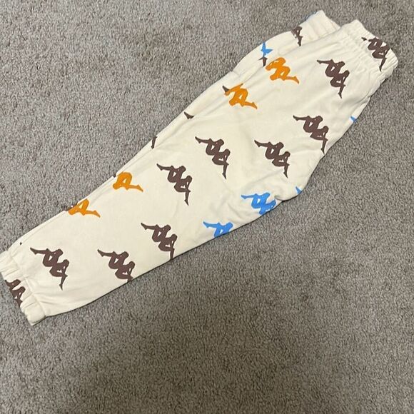 Kappa Size 6 Youth Sneek Man Multicolor Logo Joggers Sweatpants Beige Streetwear - Picture 5 of 12